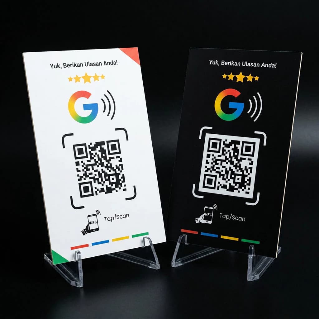 Plakat Akrilik Standee NFC & QR Google Review RVU